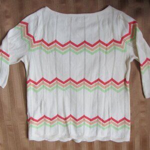 Cashmere by CHOW Cotton & CASHMERE Sweater. sz. L, white,